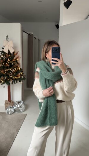 Grande écharpe en mohair vert