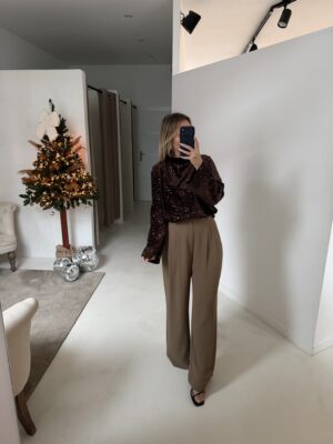 Blouse marron à sequin