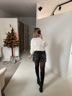 Pull à épaulettes blanc