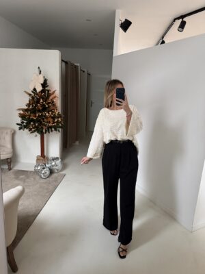 Top manches 3/4 blanc à paillettes