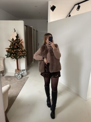 Fourrure sans manches marron