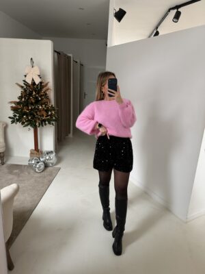 Pull à épaulettes rose bonbon