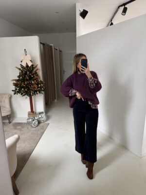 Pull manches courtes prune