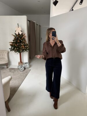 Blouse marron ajourée