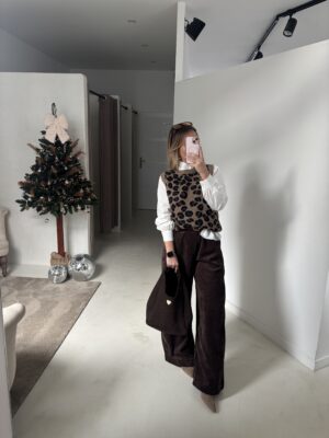 Pull sans manches léopard