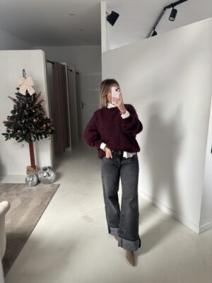 Pull col rond bordeaux