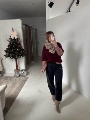 Pull manches courtes bordeaux