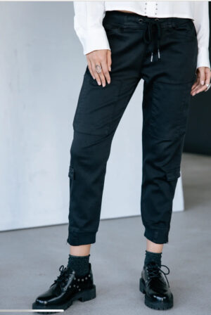 Pantalon cargo noir élastiqué