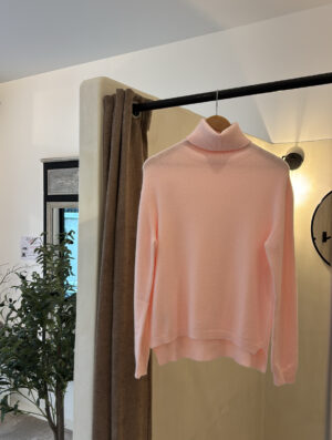 Pull col roulé toucher cachemire rose pâle