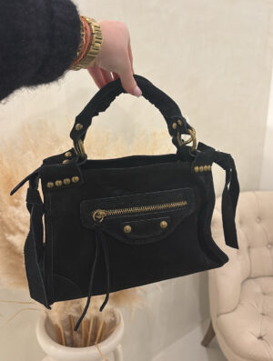 Petit sac à main en daim noir