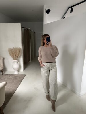Pull à épaulettes beige