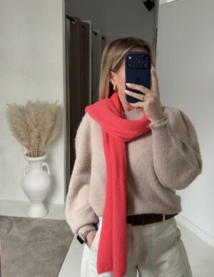 Écharpe avec alpaga corail fluo