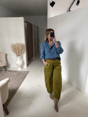 Blouse en denim bleu