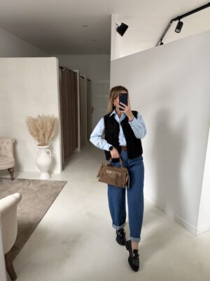 Gilet sans manches molletonnée noir reversible