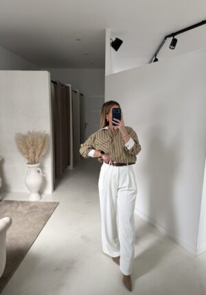 Chemise vert pistache à rayures blanches