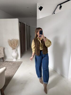 Gilet sans manches molletonnée kaki reversible