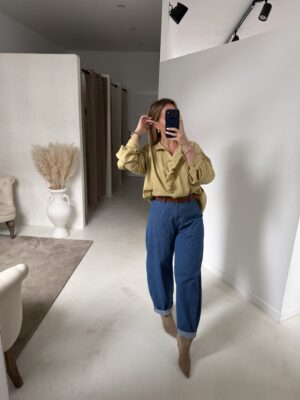 Blouse vert clair oversize détails volants