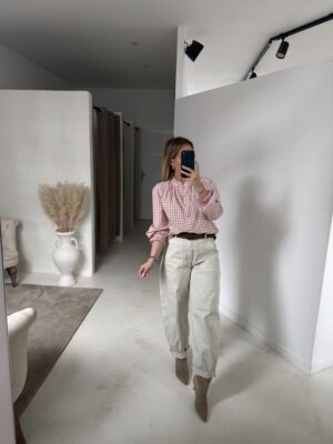Blouse à carreaux vichy rose
