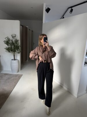 Blouse taupe fluide et ample