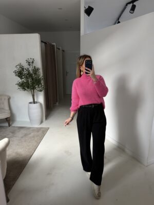 Pull col montant rose