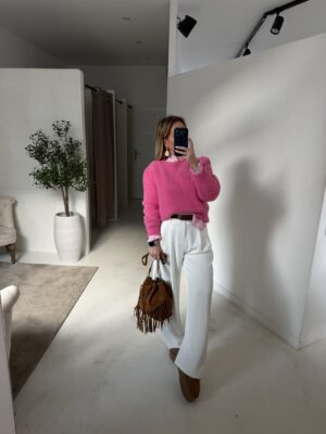 Pull à épaulettes rose bonbon