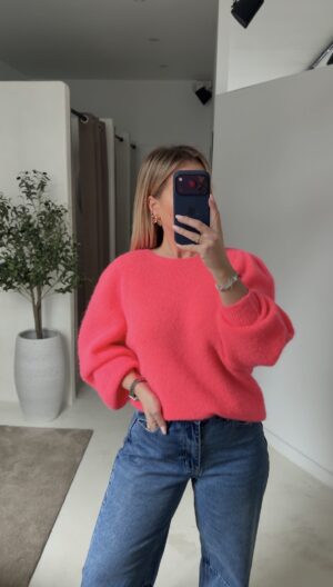 Pull à épaulettes rose fluo