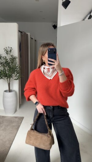 Pull à épaulettes orange