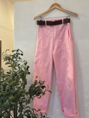Pantalon ballon rose pâle ceinturé