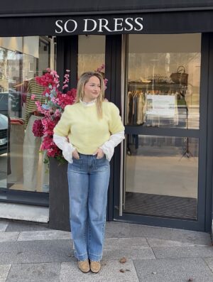 Jean Taille Haute Détails Poches Denim