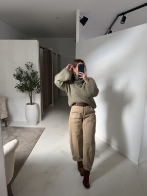 Pantalon ballon camel ceinturé