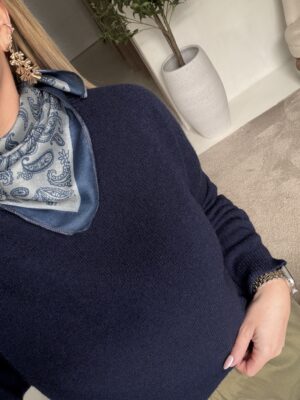 Petit foulard bandana kaki et bleu