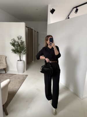 Blouse col claudine noir