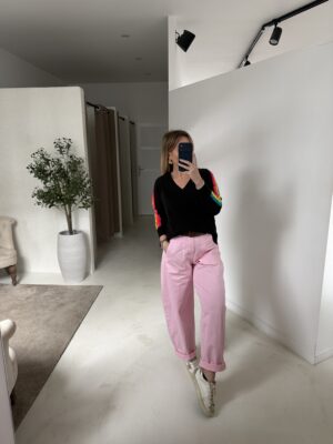 Pantalon ballon rose pâle ceinturé