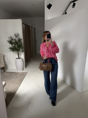 Blouse rose bohème avec noeuds