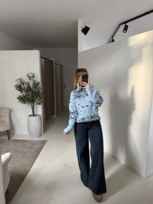 Gilet bleu ciel col montant à motifs bandana