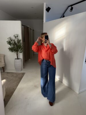 Blouse orange fluide et ample