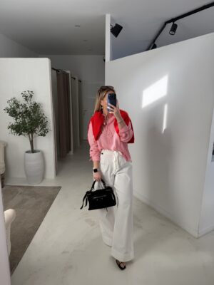 Chemise fluide rayée rouge