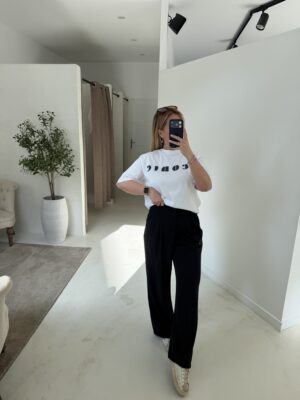 T-shirt blanc « Iconic » en bleu marine