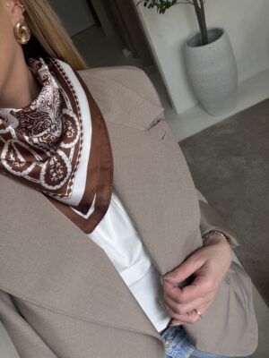 Foulard effet soie bandana marron