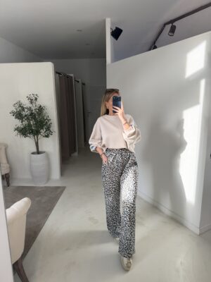 Pantalon de jogging léopard noir et bleu ciel