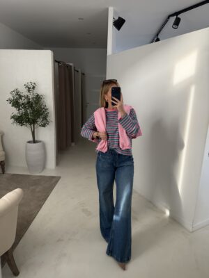 Marinière vert et rose