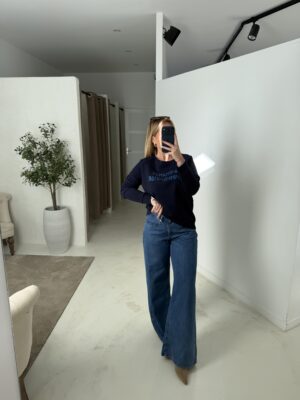 Sweat bleu marine « romance bonduoise » pailleté