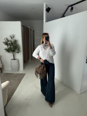 T-shirt manches longues blanc oversize