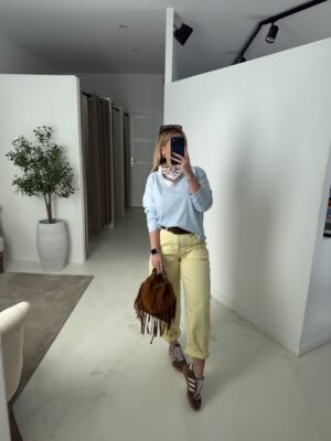 T-shirt manches longues bleu ciel oversize