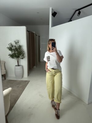 T-shirt blanc more amore por favor léopard